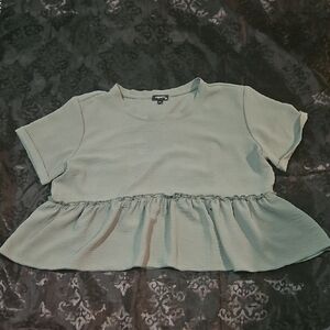 Elegant Sage Peplum Blouse